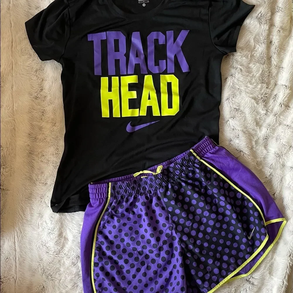 Nike dry fit black purple yellow bundle small track head